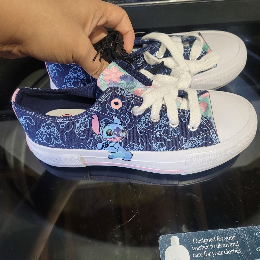 Disney Navy Blue Stitch Floral Low-Top Sneakers